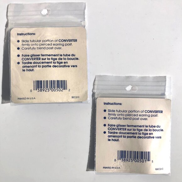 Earrs Converters pierced to clip earring converters one pair each gold silver - Picture 2 of 4